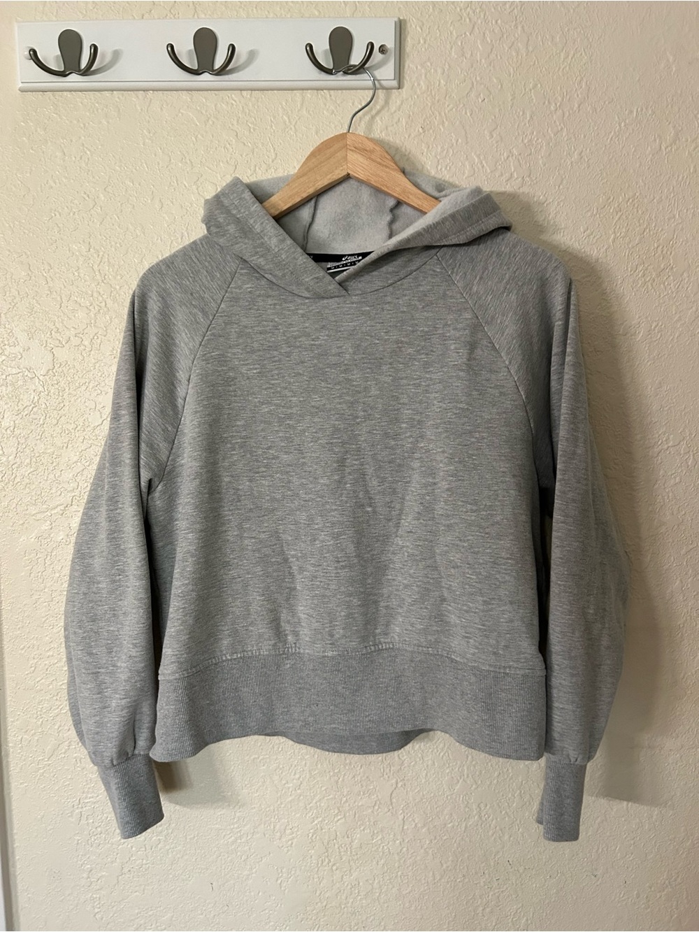 Asics Light Gray Hooded Sweatshirt with Branded Neck Tape